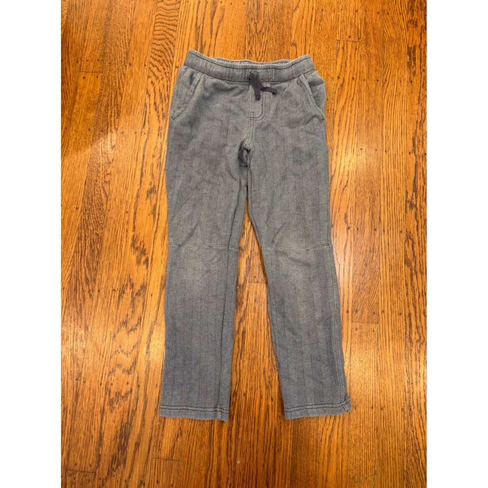 Tea Collection Boys Herringbone Jogger Pants Grey  White Cotton Size 7